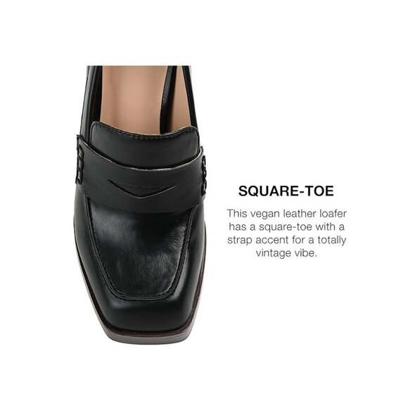 NiB Journee Women Ezzey Block Heeled Slip On Loafer Black Size 9.5 WD $70 RY1384 - Picture 3 of 4